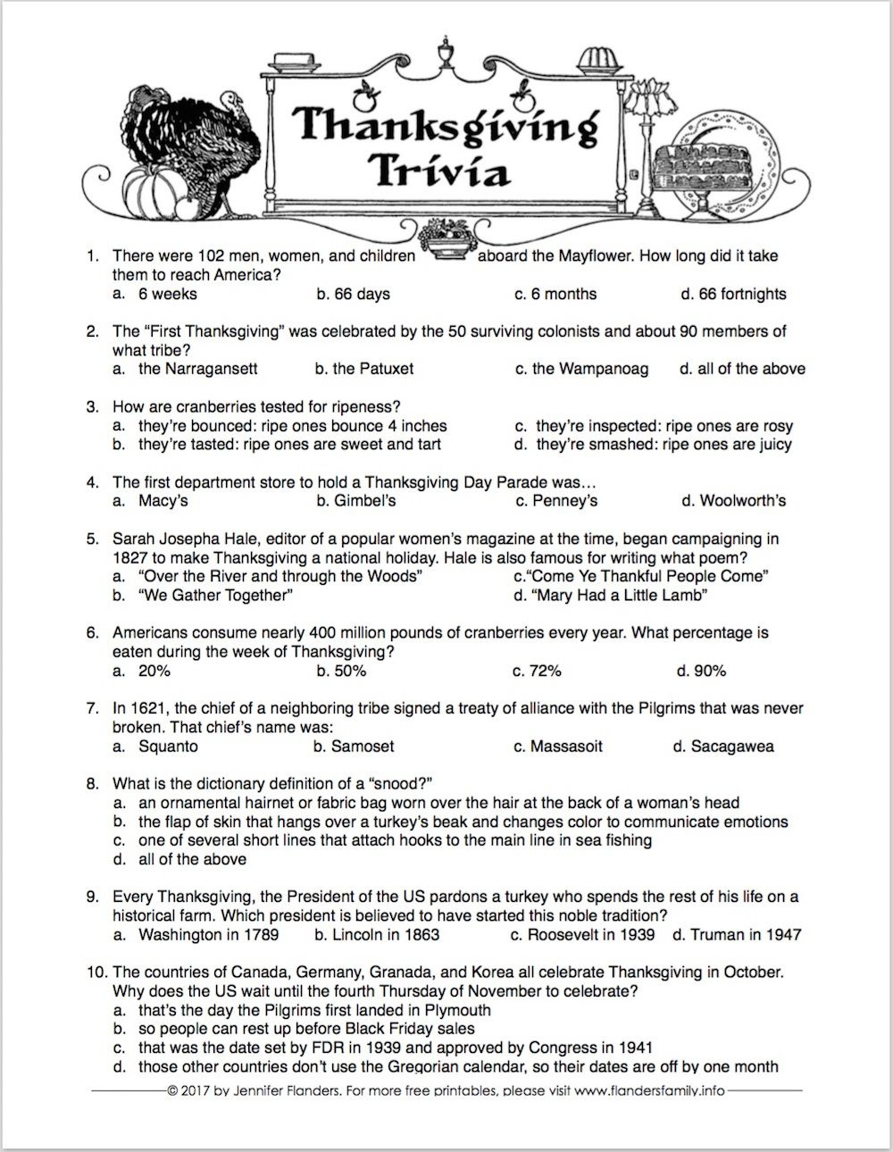 The Ultimate Collection Of Thanksgiving Printables with Printable Thanksgiving Trivia