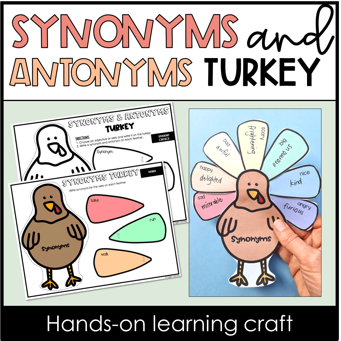 Turkey Craft Synonyms And Antonyms Fall Thanksgiving intended for Thanksgiving Synonyms And Antonyms Worksheet