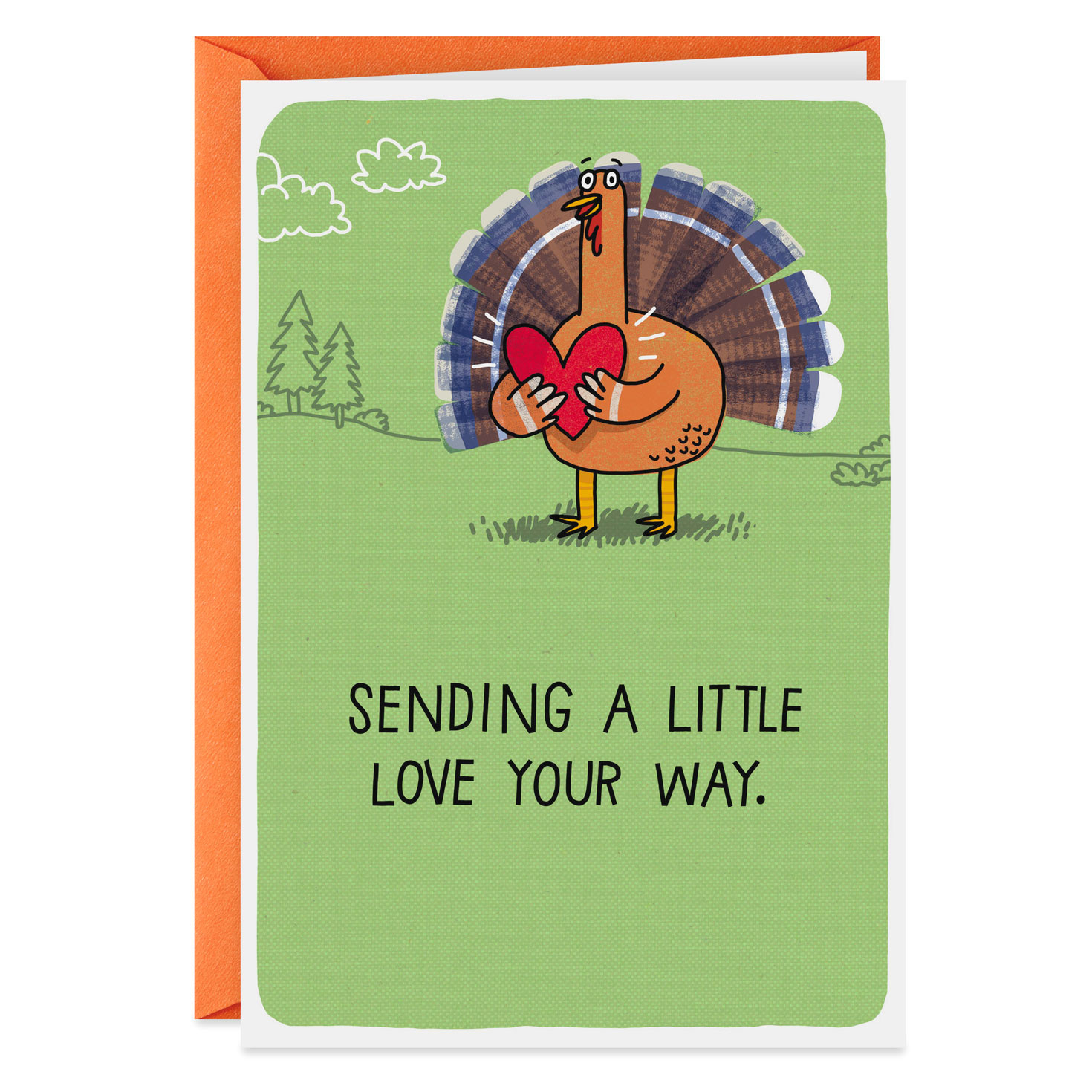 Turkey Sending A Little Love Thanksgiving Card - Greeting Cards for Thanksgiving Cards For Lover