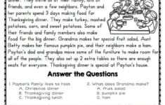 Wh Question Worksheets 6Cc throughout Reading Comprehension Worksheets On Thanksgiving