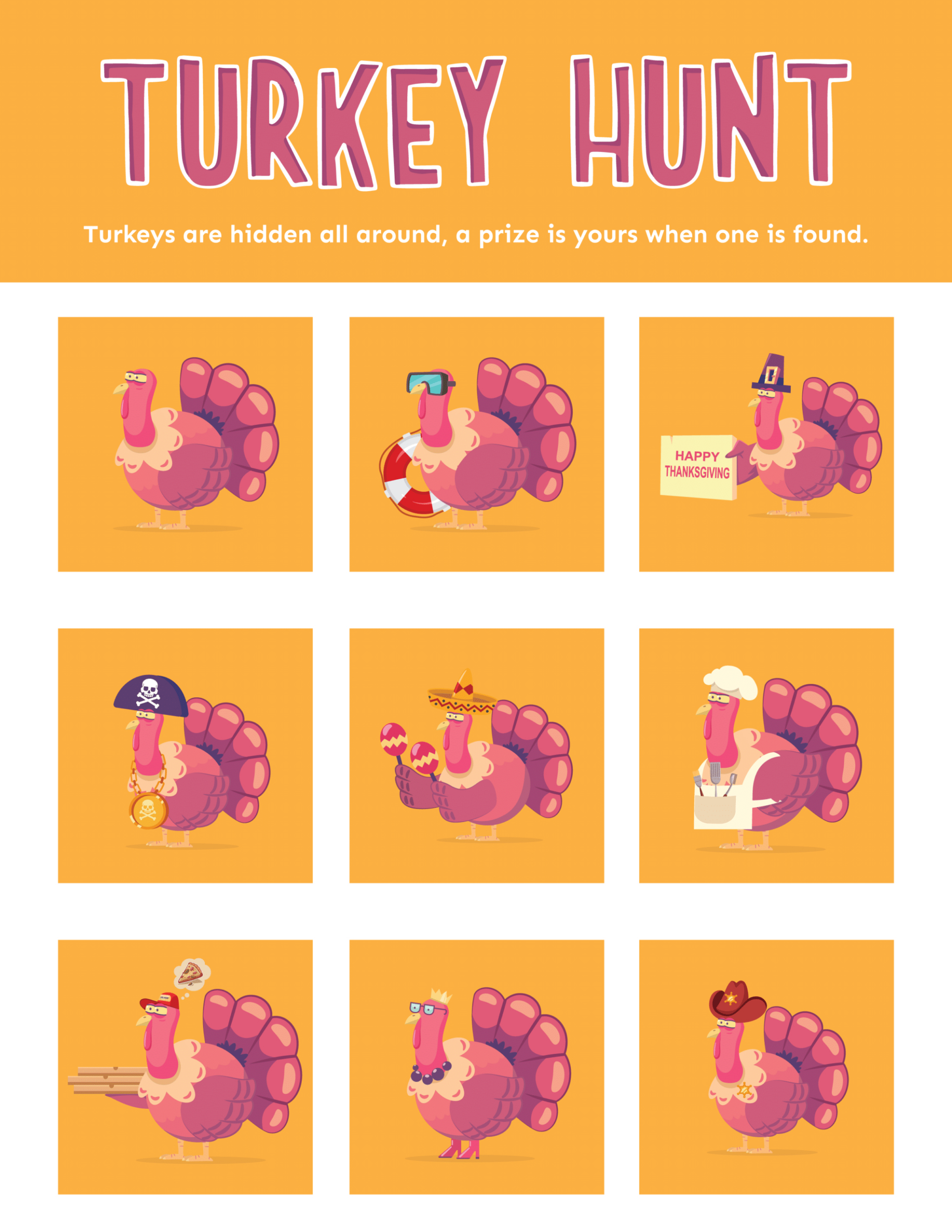 3 Fun Turkey Hunt Games (Free Printable!) - Play Party Plan within Printable Turkey Hunt Game
