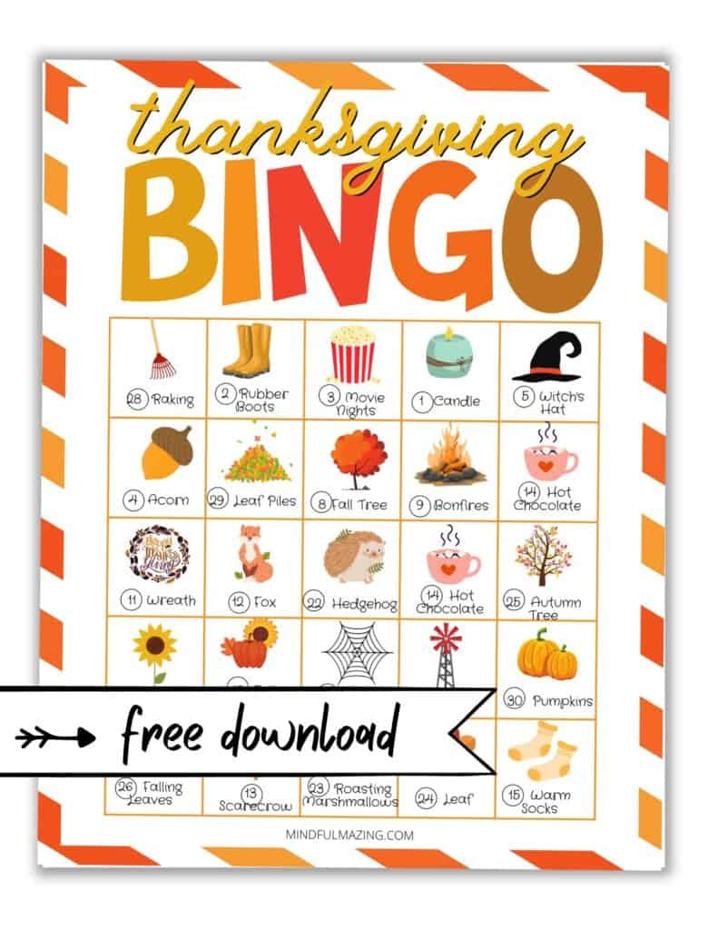 30 Free Printable Thanksgiving Bingo Cards For Kids for Printable Downloads Free Thanksgiving Bingo Cards with Pictures
