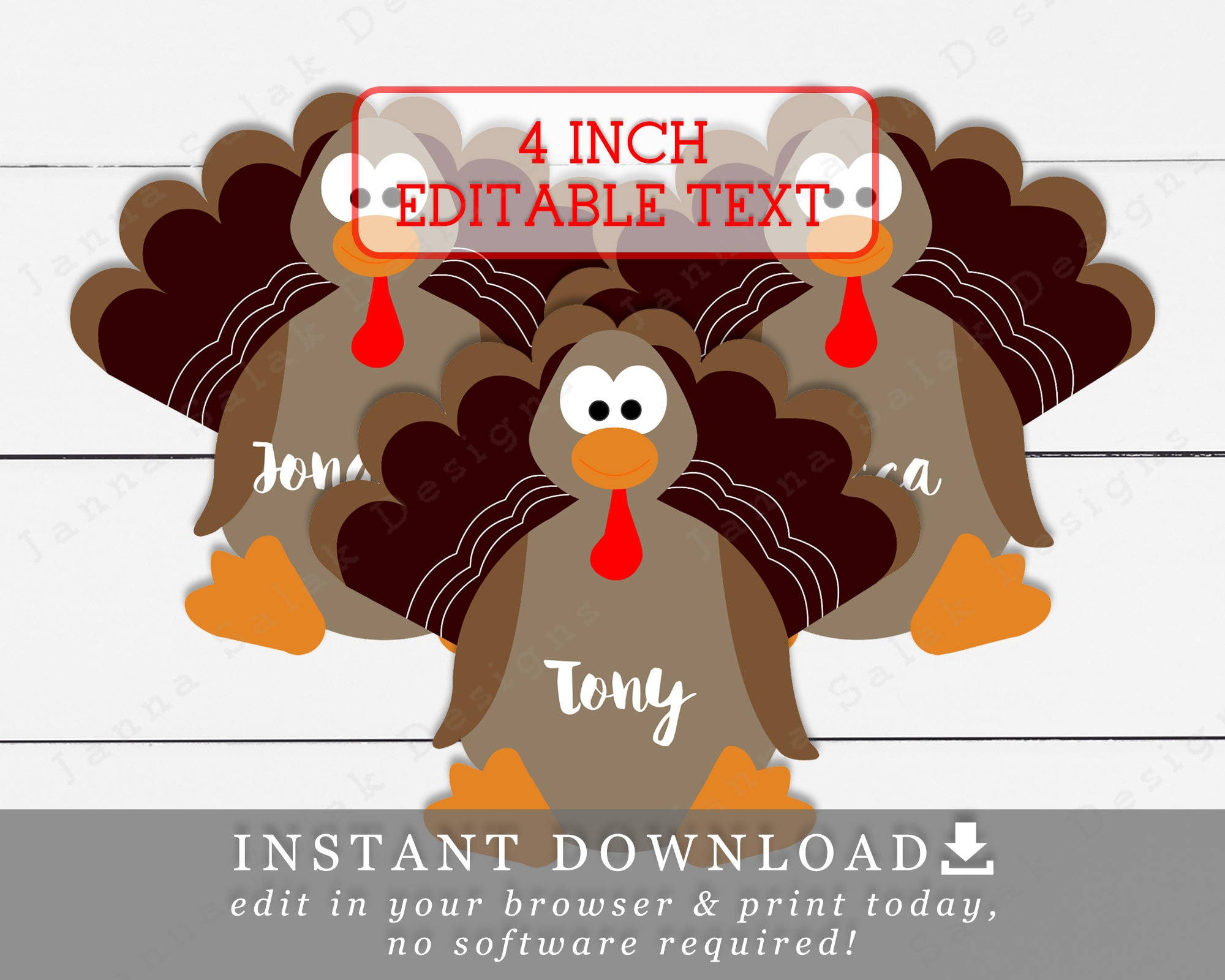 4&amp;quot; Turkey Name Tags With Editable Text Diy Printable Template with Printable Turkey Name Tags