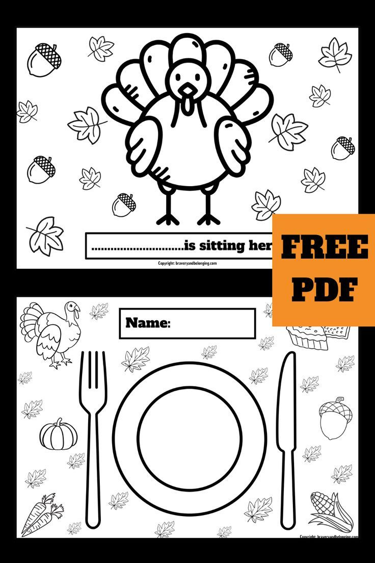 5 Free Thanksgiving Placemats Kids Will Love! in Turkey Placemats Printable