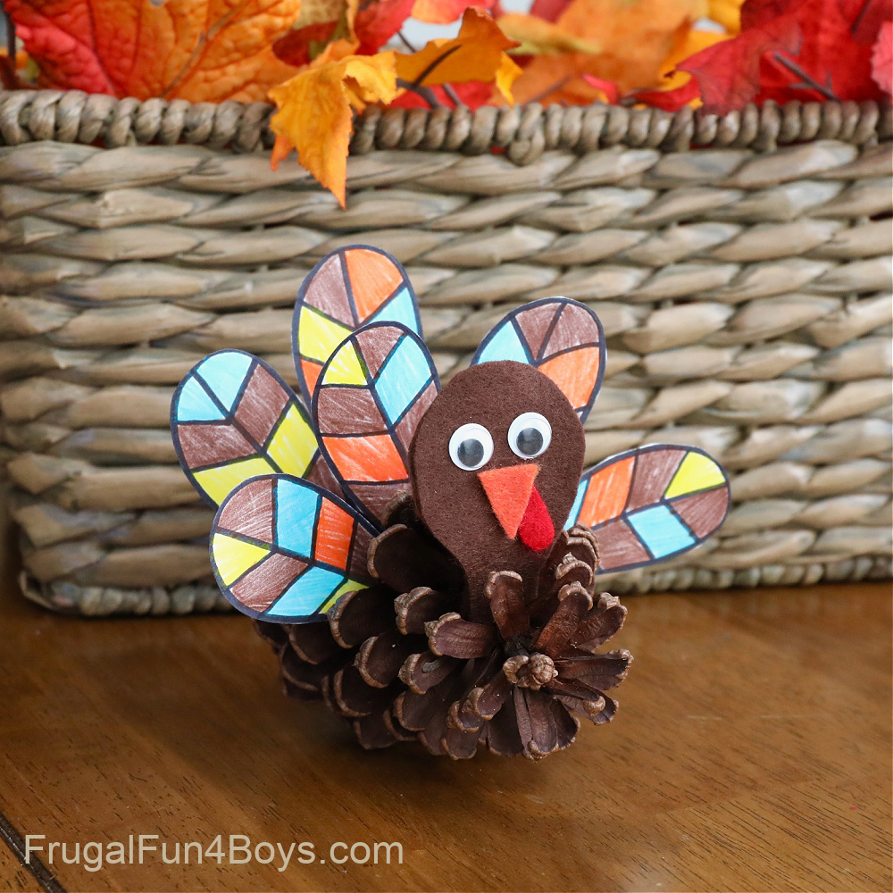 Adorable Pine Cone Turkeys - Frugal Fun For Boys And Girls regarding Pinecone Turkey Craft Printable