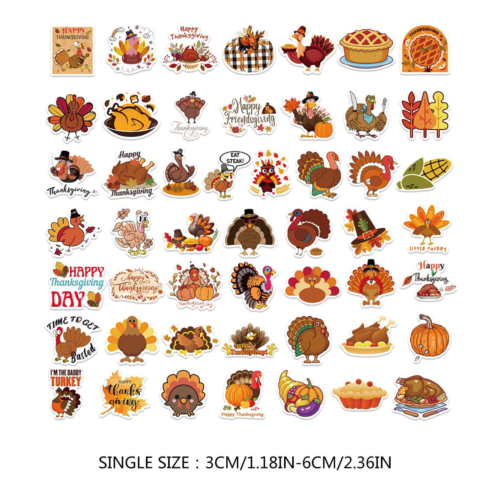 Asddcavvf Thanksgiving Turkey Sticker Luggage Guitar Notebook Diy throughout Turkey Stickers Printable