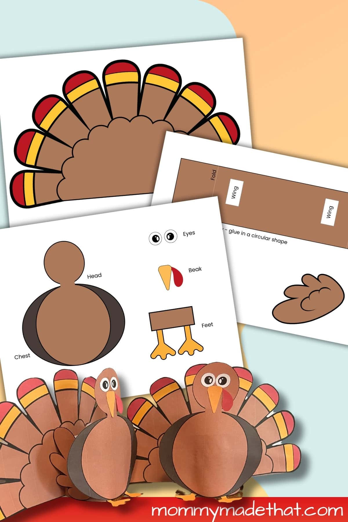 Build A 3D Turkey (Free Cut Out Printable) throughout Free Printable Cut Out Turkey
