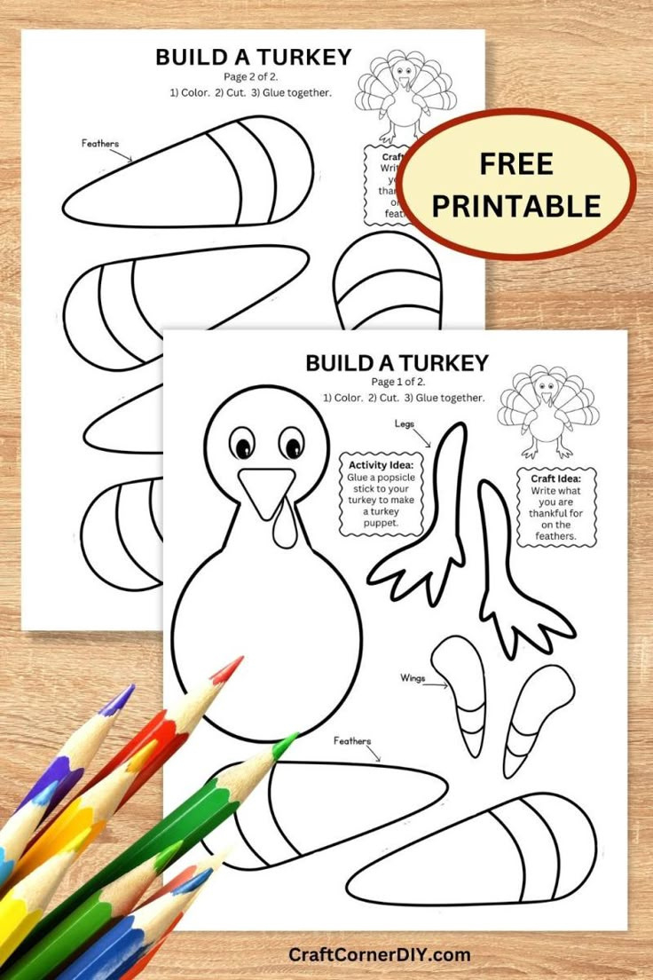Build A Turkey Craft: Free Printable Thanksgiving Craft inside Build a Turkey Printable Free