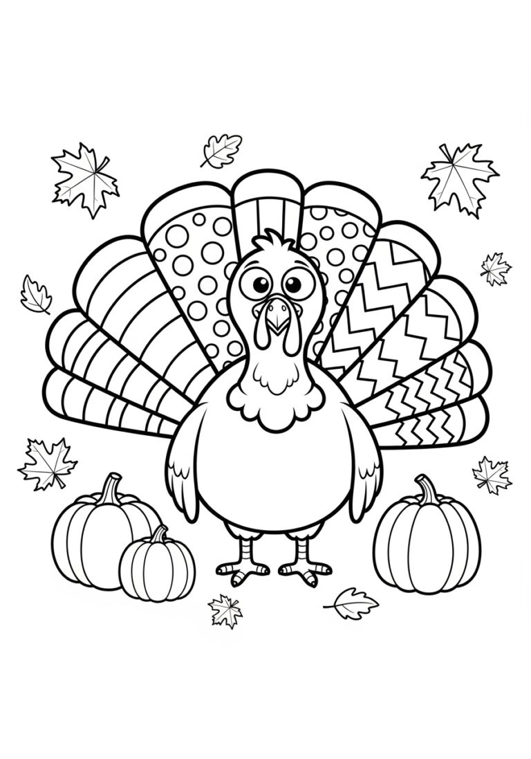 Cartoon Turkey Coloring Page For Kids - Fun & Easy To Print inside Printable Cartoon Turkey