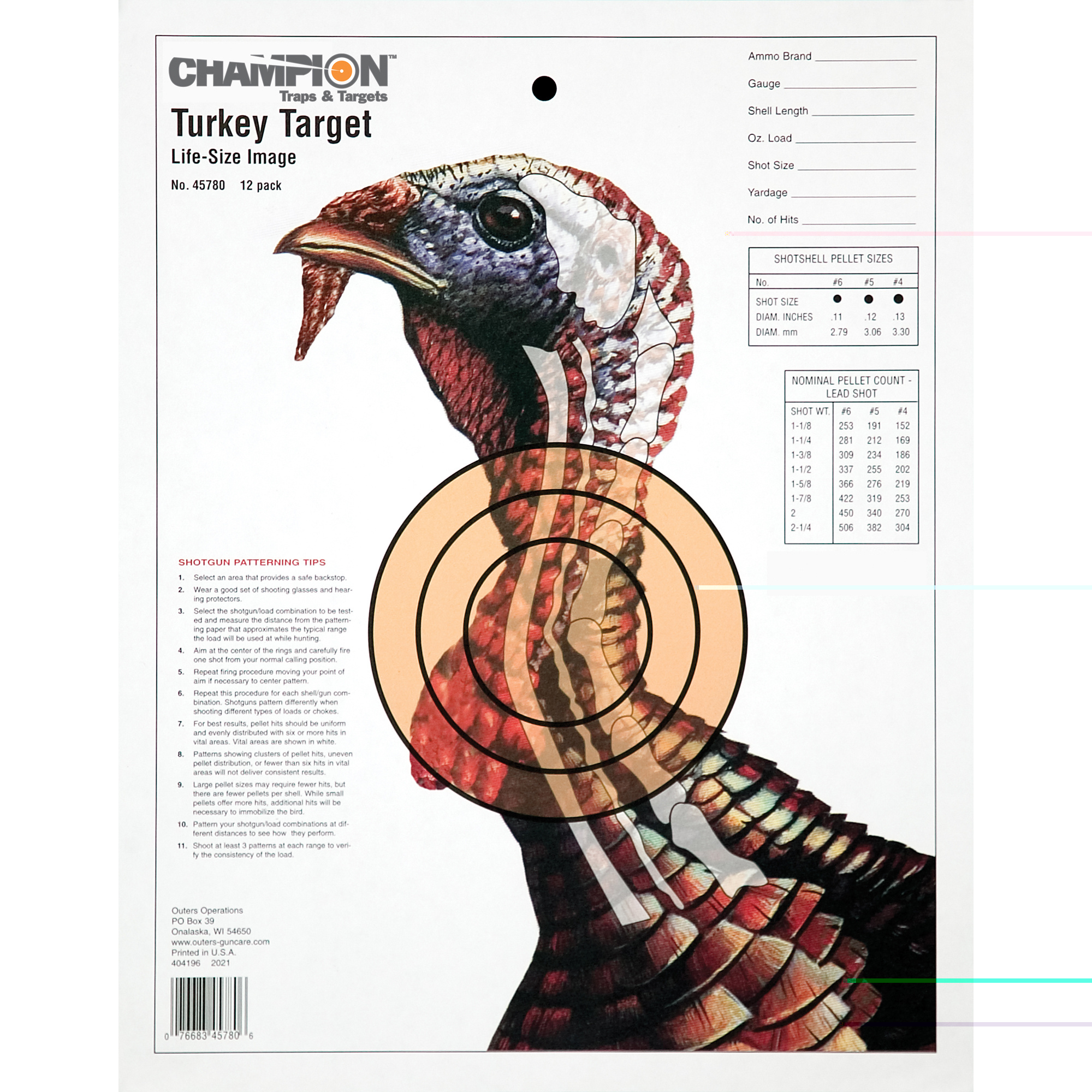 Champion Practice Targets 45780 Turkey Lifesize (12 Pk) - Walmart inside Printable Turkey Shooting Targets Commercial