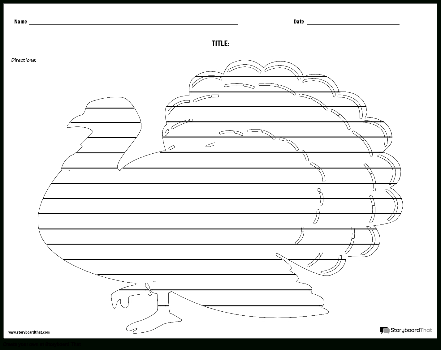 Creative Writing Template Featuring A Big Turkey with Free Printable Turkey Writing Template