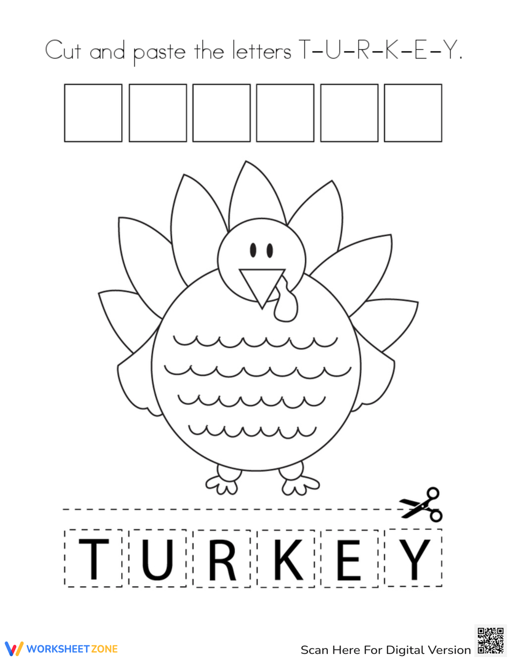 Cut And Paste Thanksgiving Worksheets Worksheets for Cut And Paste Turkey Printable