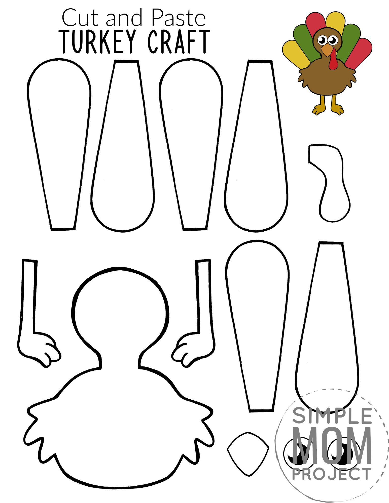 Cut And Paste Turkey Craft For Kids With Free Template intended for Turkey Cut And Paste Printables