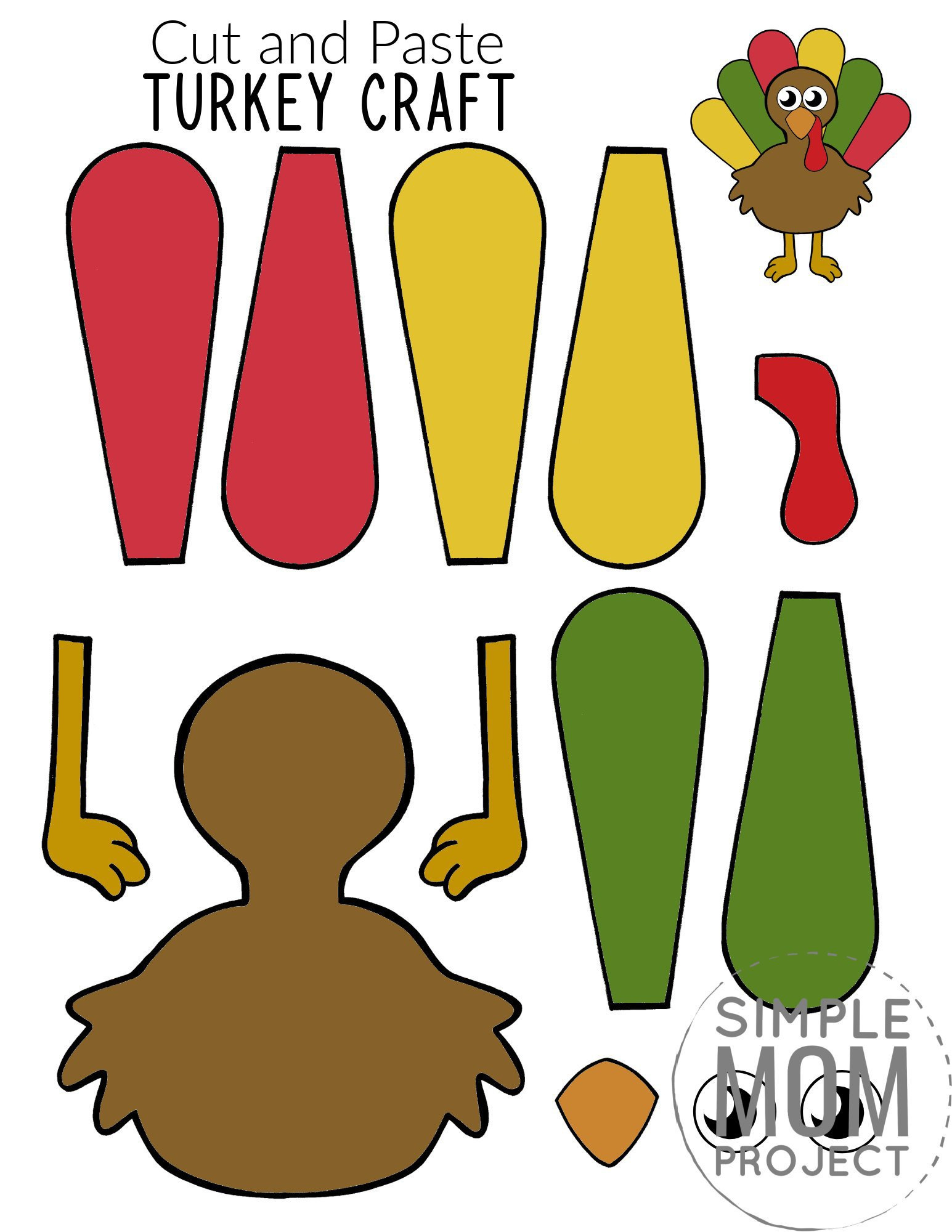 Cut And Paste Turkey Craft For Kids With Free Template with regard to Turkey Color Cut And Paste Printable