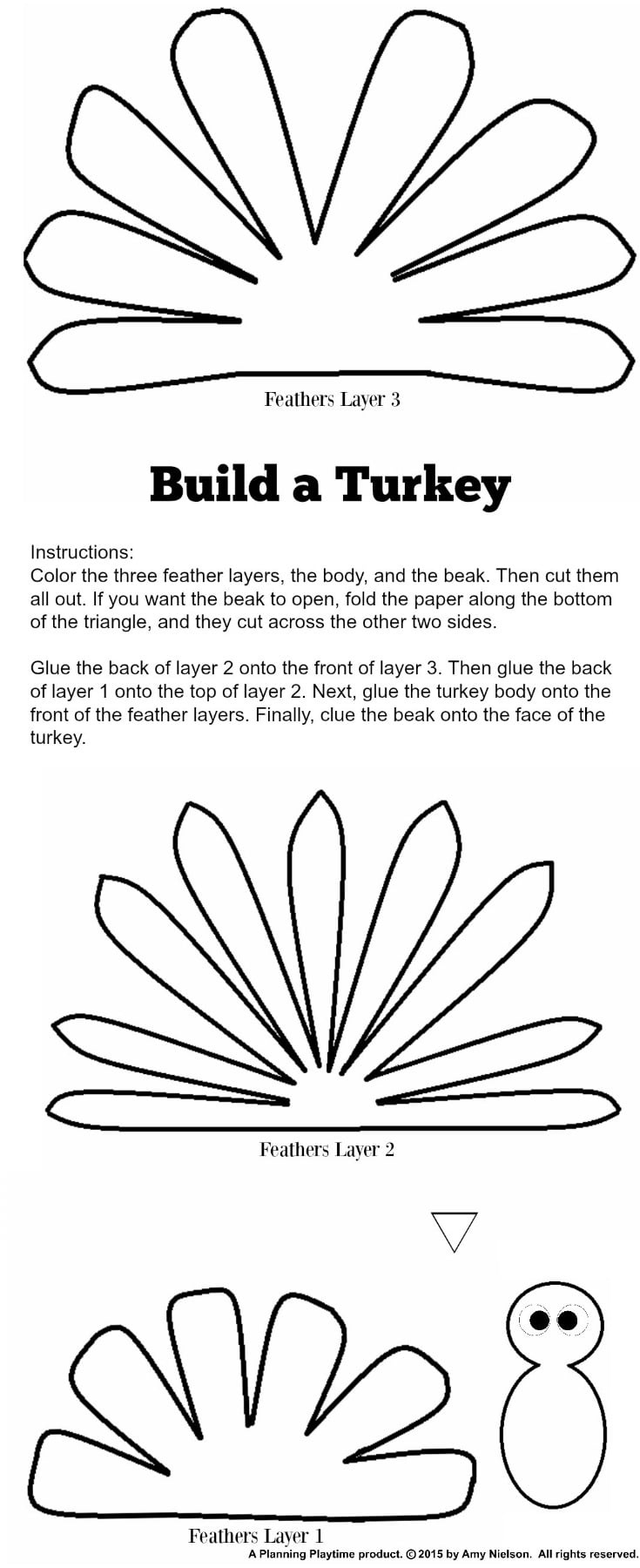 Cute Turkey Craft W/ Free Printable Template - Planning Playtime intended for Printable Turkeys With Feathers