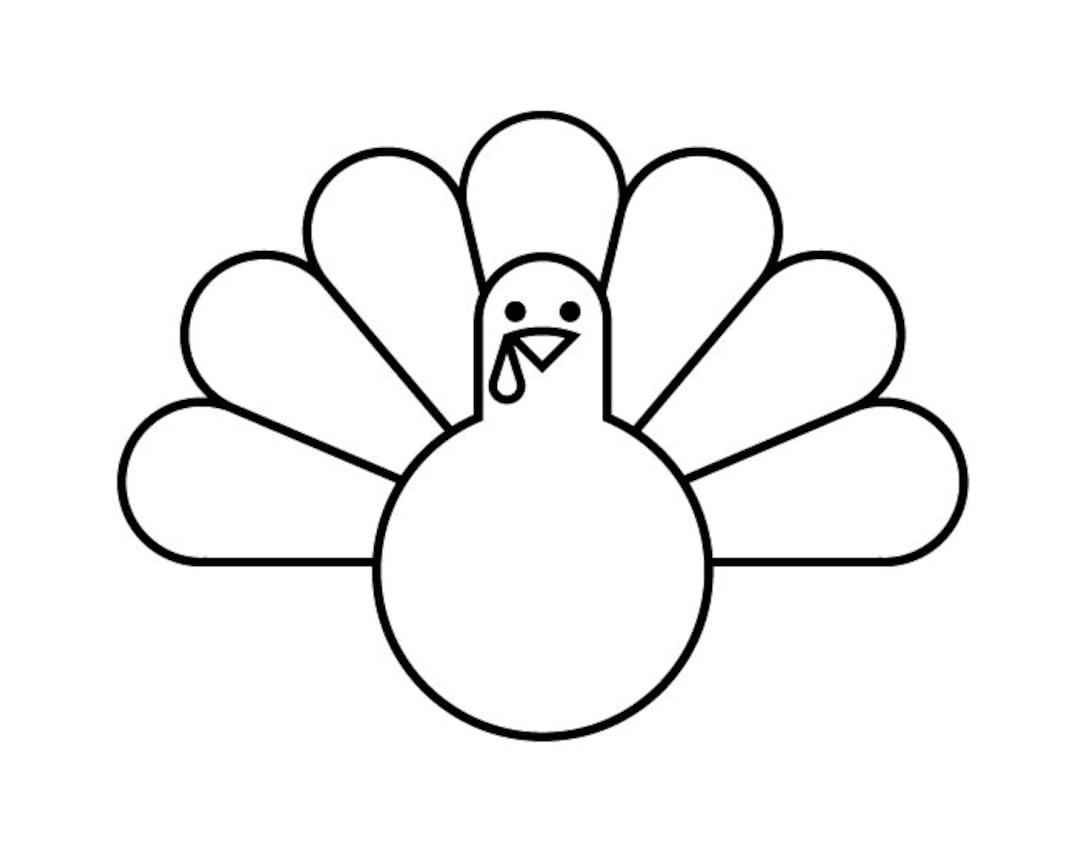 Cute Turkey Svg, Turkey Outline, Kid Turkey Cut File Clipart for Simple Turkey Outline Printable