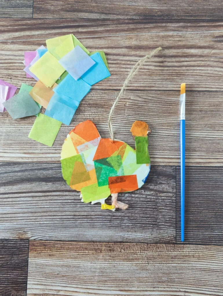 Decoupage Tissue Paper Turkey Craft For Kids throughout Origami Turkey Instructions Printable Informational