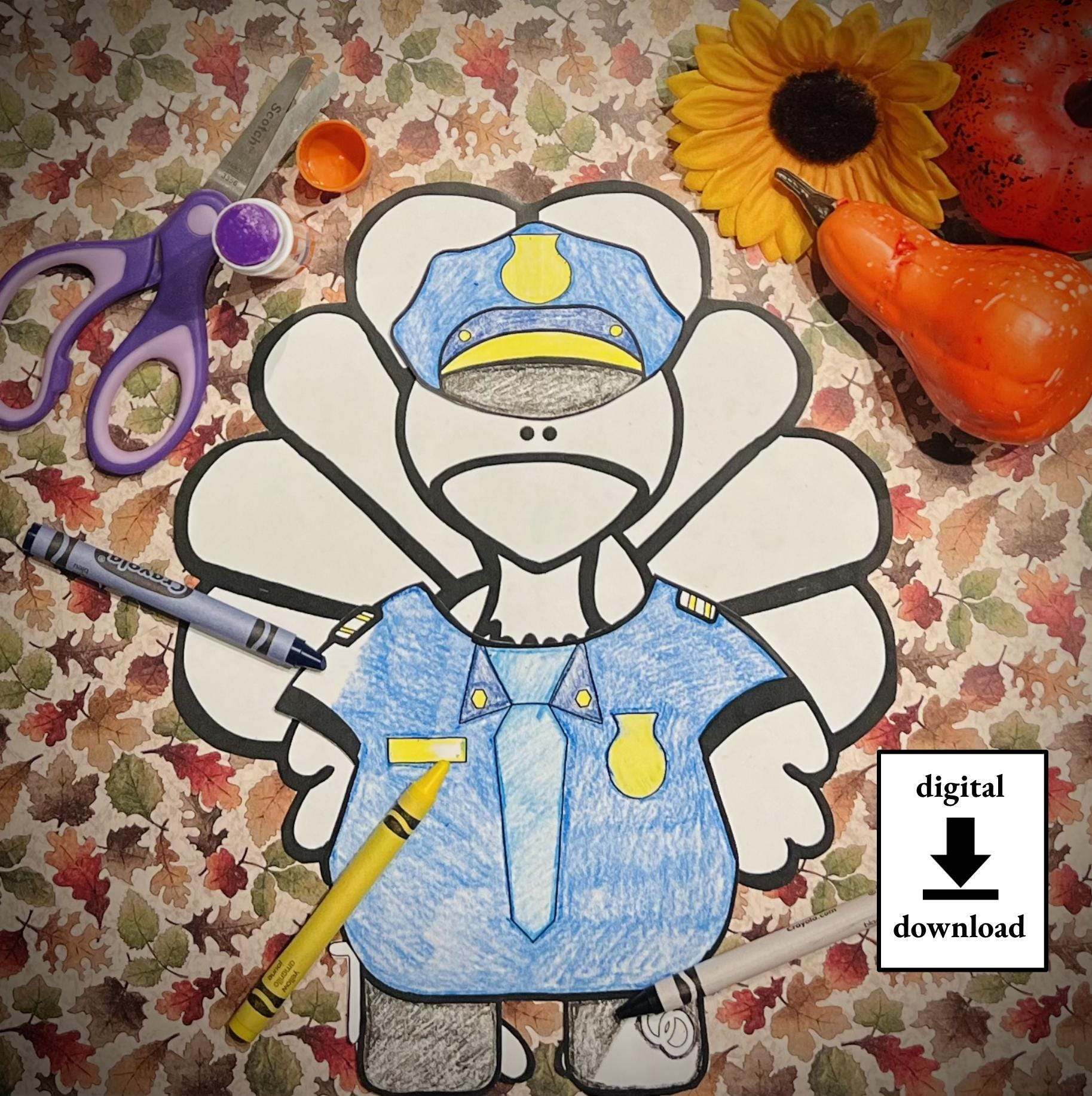 Disguise A Truthahn - Blanko Polizisten Verschnaufvorlage - Etsy.de for Police Turkey Disguise Printable