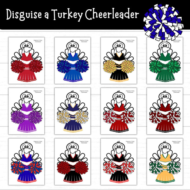 Printable Cheerleader Turkey Disguise