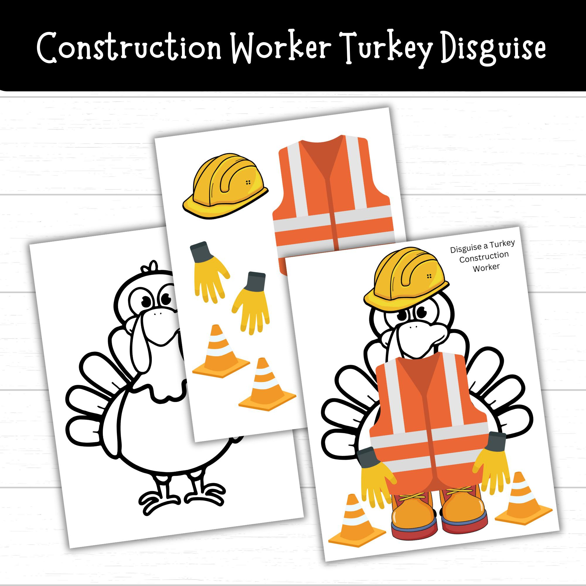 Disguise A Turkey Construction Worker, Turkey Disguise Project intended for Disguise a Turkey Printable Outfits Informational, Commercial