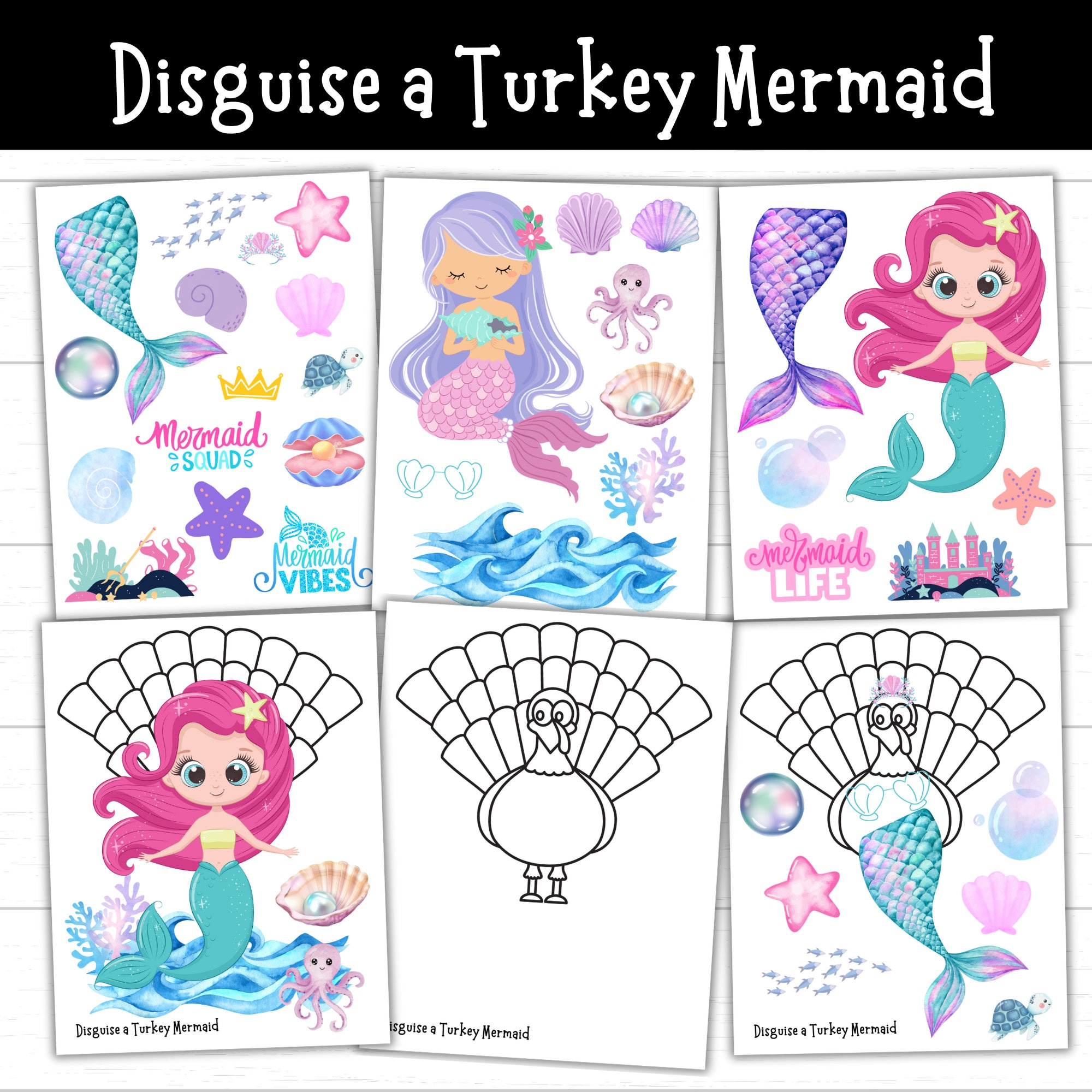 Disguise A Turkey Mermaid, Turkey In Disguise Mermaid, Mermaid regarding Mermaid Turkey Disguise Printable
