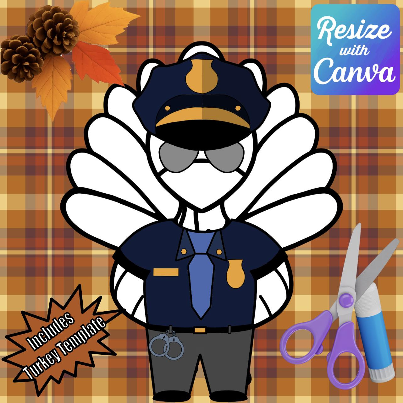 Disguise A Turkey- Police Officer Disguise-Resizable! - Etsy pertaining to Disguise Template Printable Police Turkey Disguise