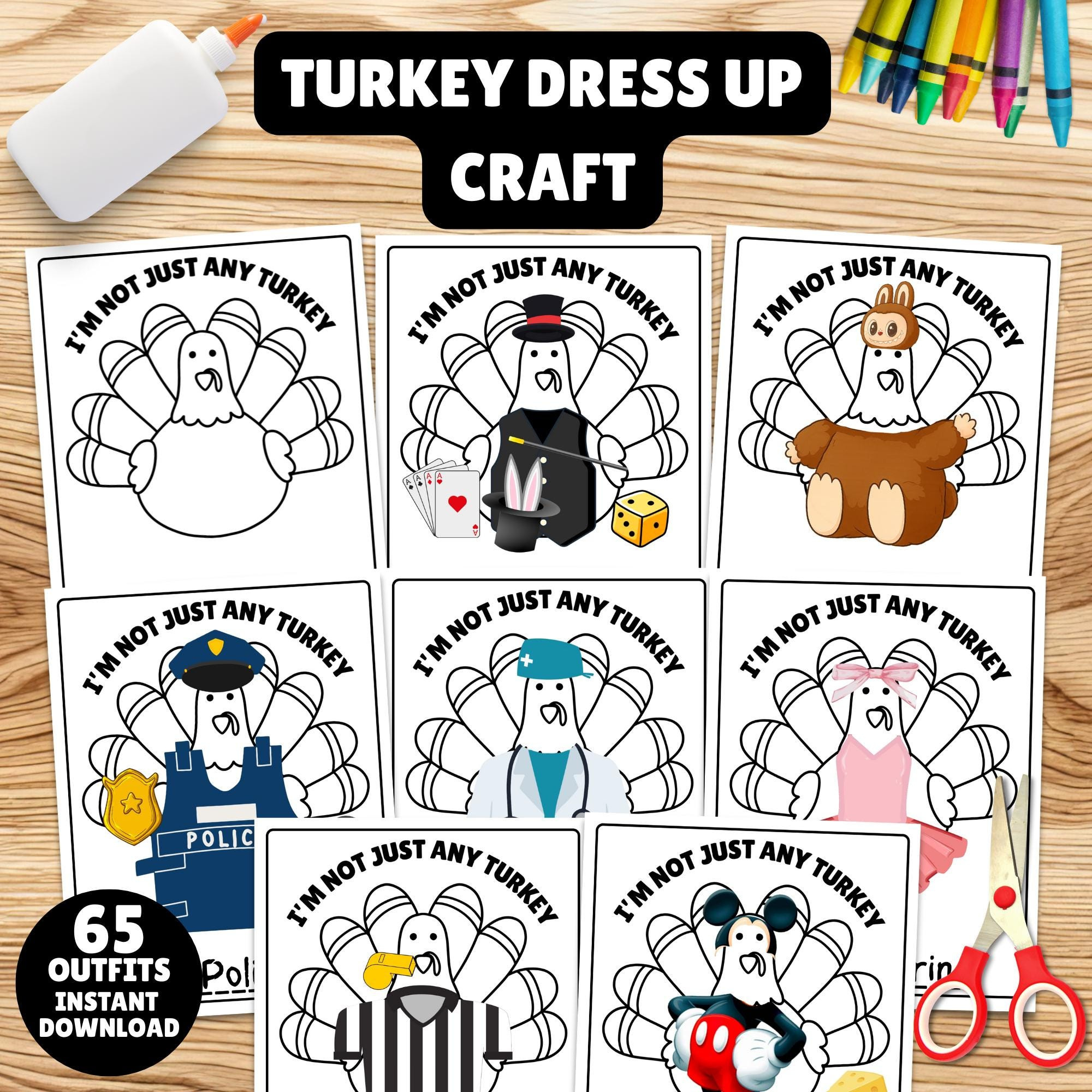 Disguise A Turkey Printable Kit | 65 Outfits | Thanksgiving Craft pertaining to Disguising Turkey in Disguise Printable Outfits Informational, Commercial