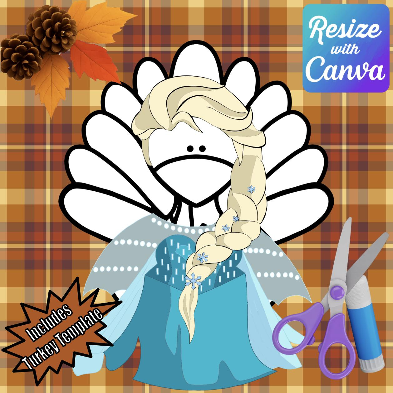 Disguise A Turkey-Queen Disguise-Resizable! - Etsy in Elsa Turkey Disguise Printable	Informational, Commercial