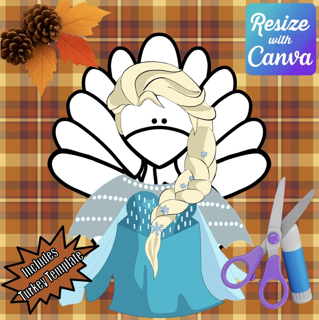 Disguise A Turkey-Queen Disguise-Resizable! - Etsy inside Turkey In Disguise Elsa Printable