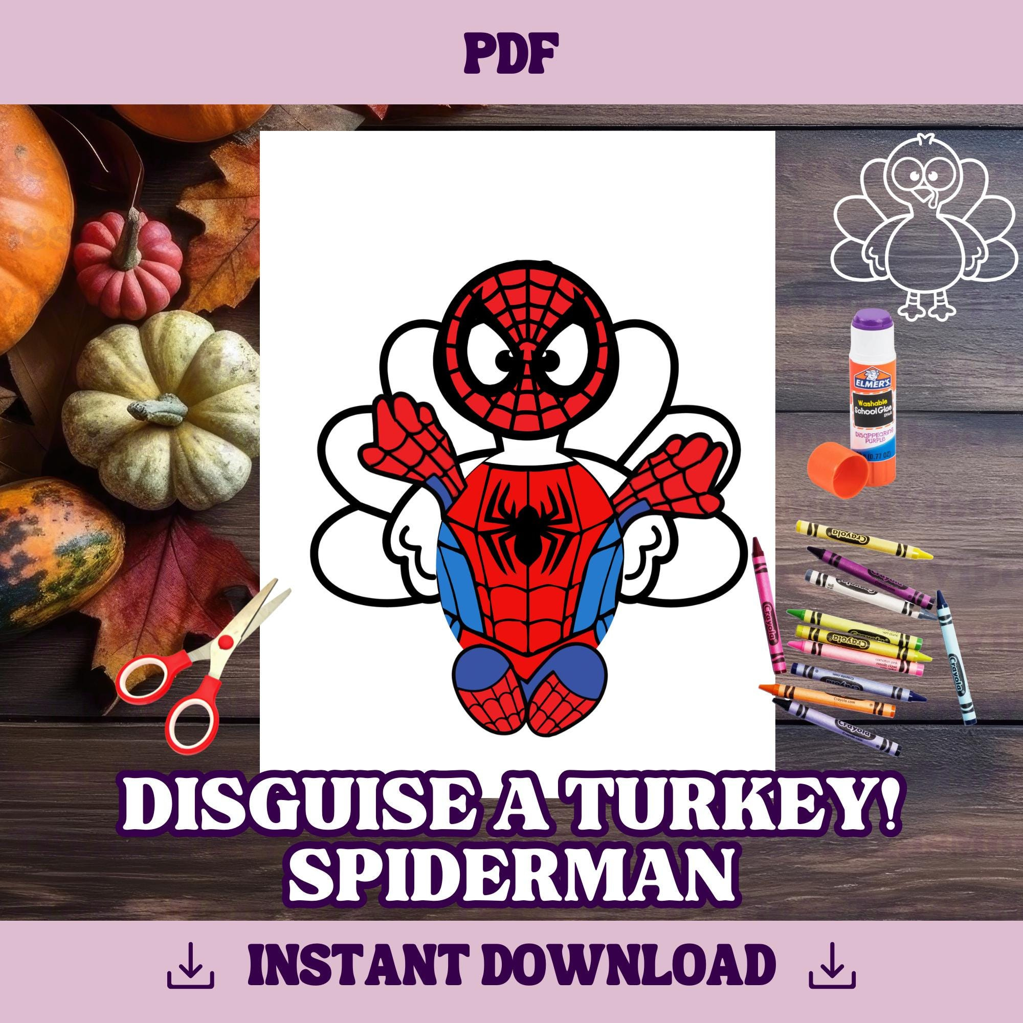 Disguise A Turkey-Spiderman Template | Thanksgiving Craft regarding Turkey In Disguise Spiderman