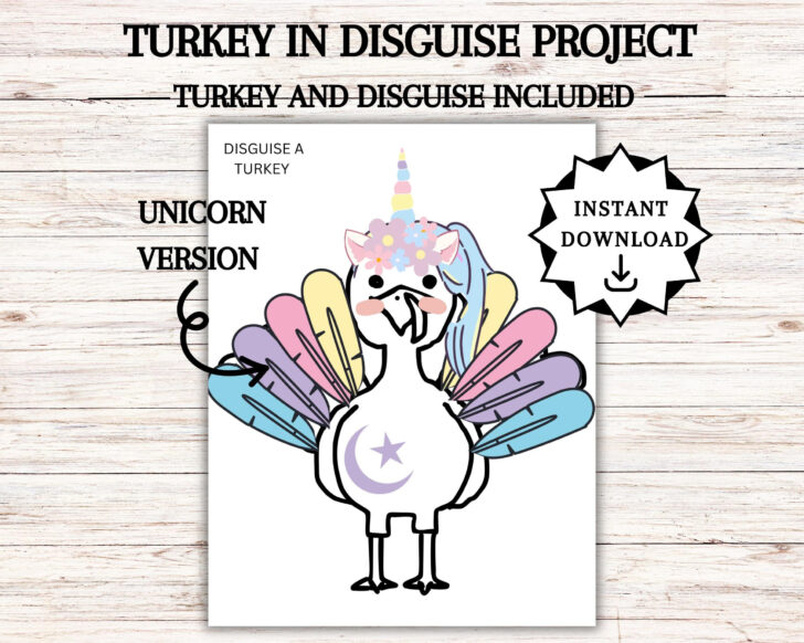 Disguise a Turkey Unicorn Printable