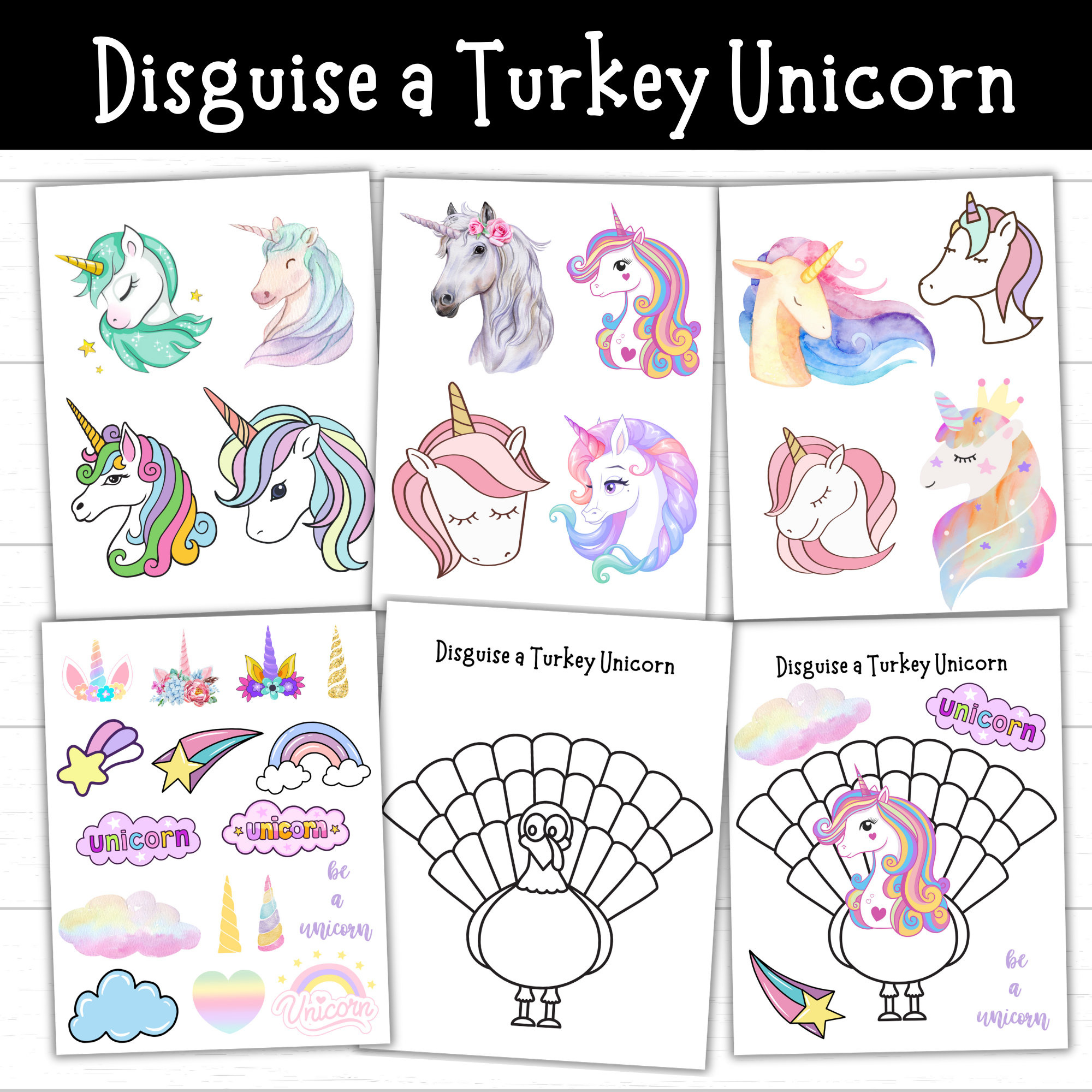 Disguise A Turkey Unicorn, Unicorn Turkey, Disguise A Turkey for Unicorn Turkey Disguise Template Printable