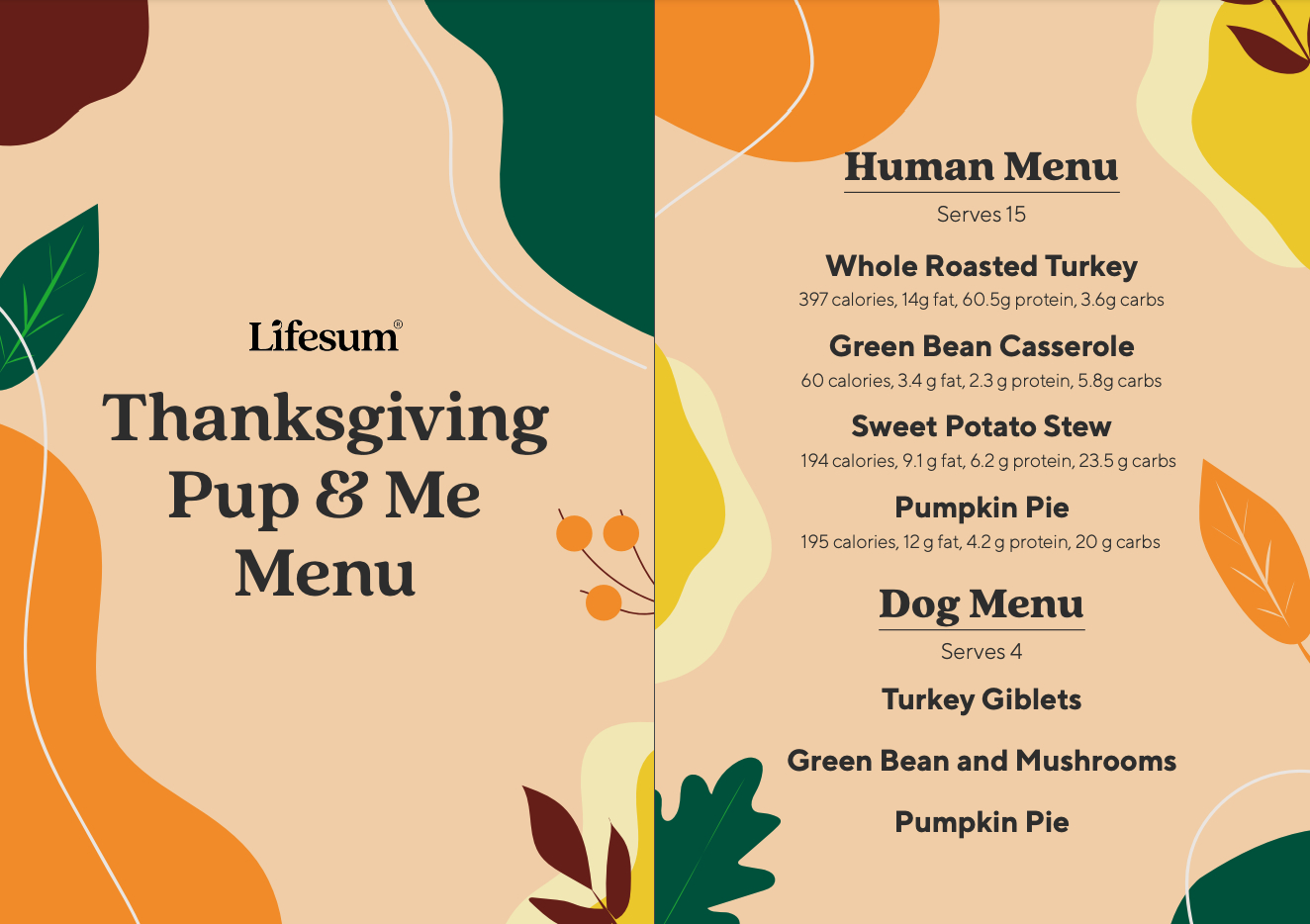 Dog-Friendly Thanksgiving Menu - Lifesum pertaining to Dog Thanksgiving Menu Templates
