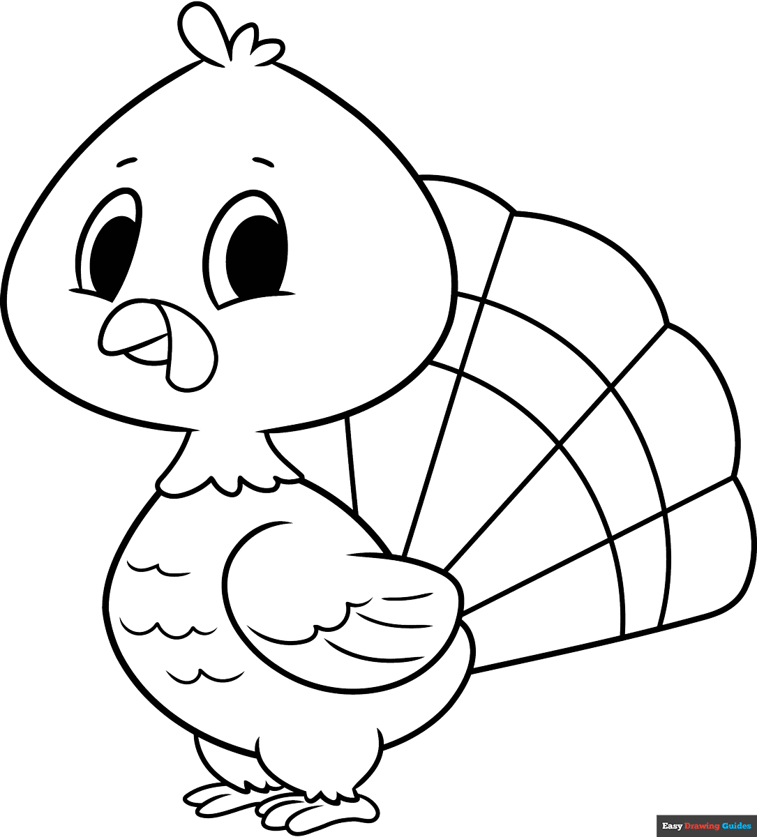 Easy Cartoon Turkey Coloring Page | Easy Drawing Guides throughout Printable Cartoon Turkey Pictures