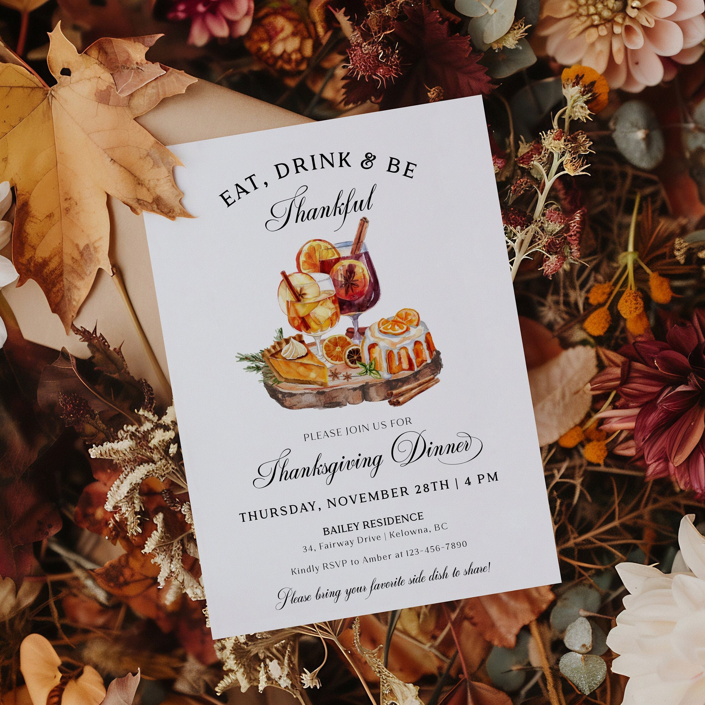 Eat Drink Be Thankful Invitation, Thanksgiving Dinner Invite with regard to Free Online Thanksgiving Templates Menu Hgv