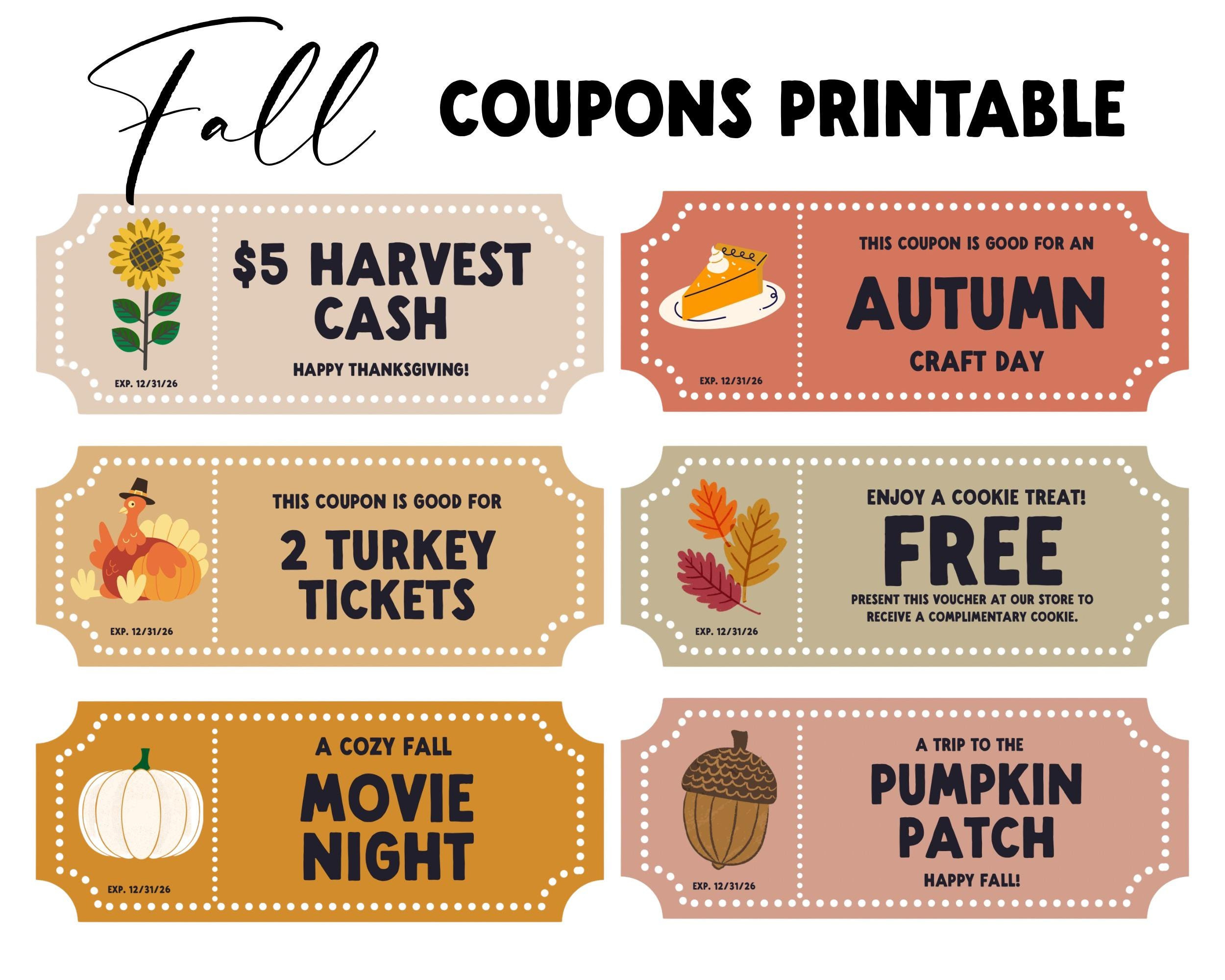 Fall Coupon Book & Kids Reward Tickets Printable | Thanksgiving regarding Turkey Printable Coupons