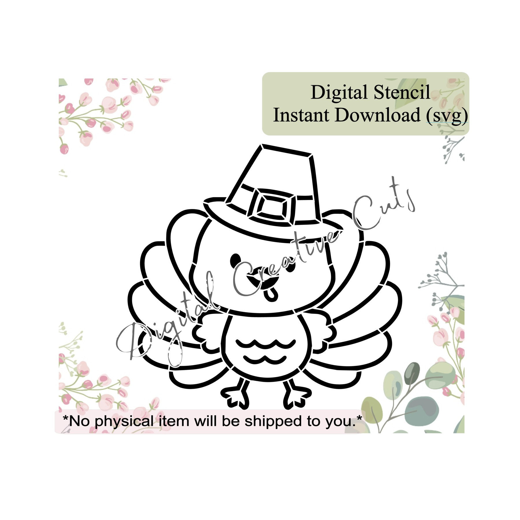 Fall Thanksgiving Cute Turkey Pilgrim Pyo Cookie Stencil Digital throughout Turkey Stencils Printable	Informational, Transactional