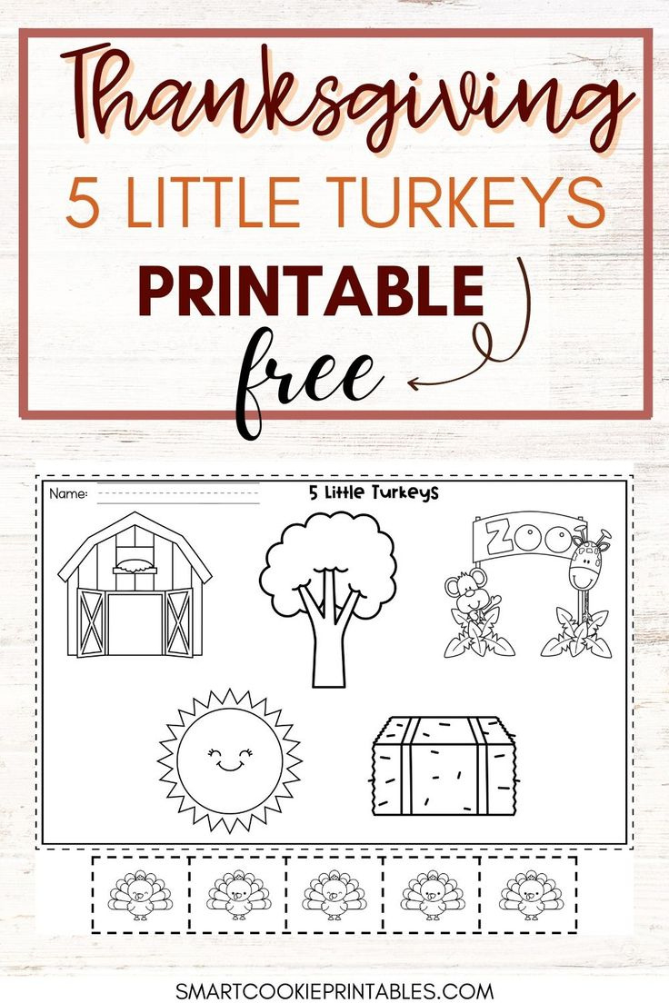 Five Little Turkeys Free Storyboard Printable in Free Printable 5 Little Turkeys