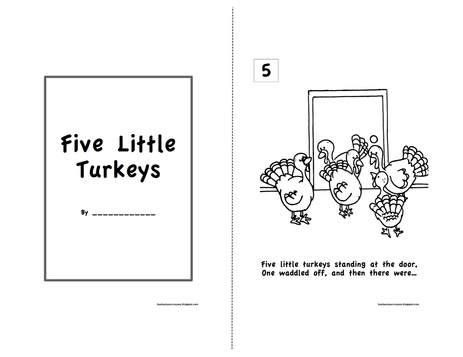 Five Little Turkeys pertaining to Five Little Turkeys Printable Book