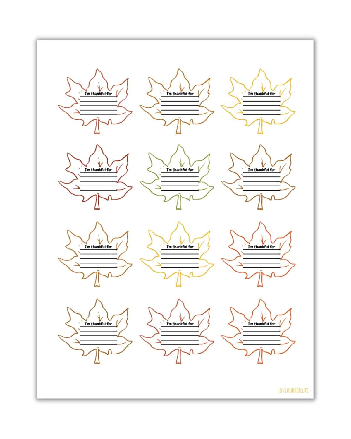 Free I&amp;#039;M Thankful For Printable And Worksheets For Kids ⋆ Love inside I Am Thankful For Leaves Printable Free