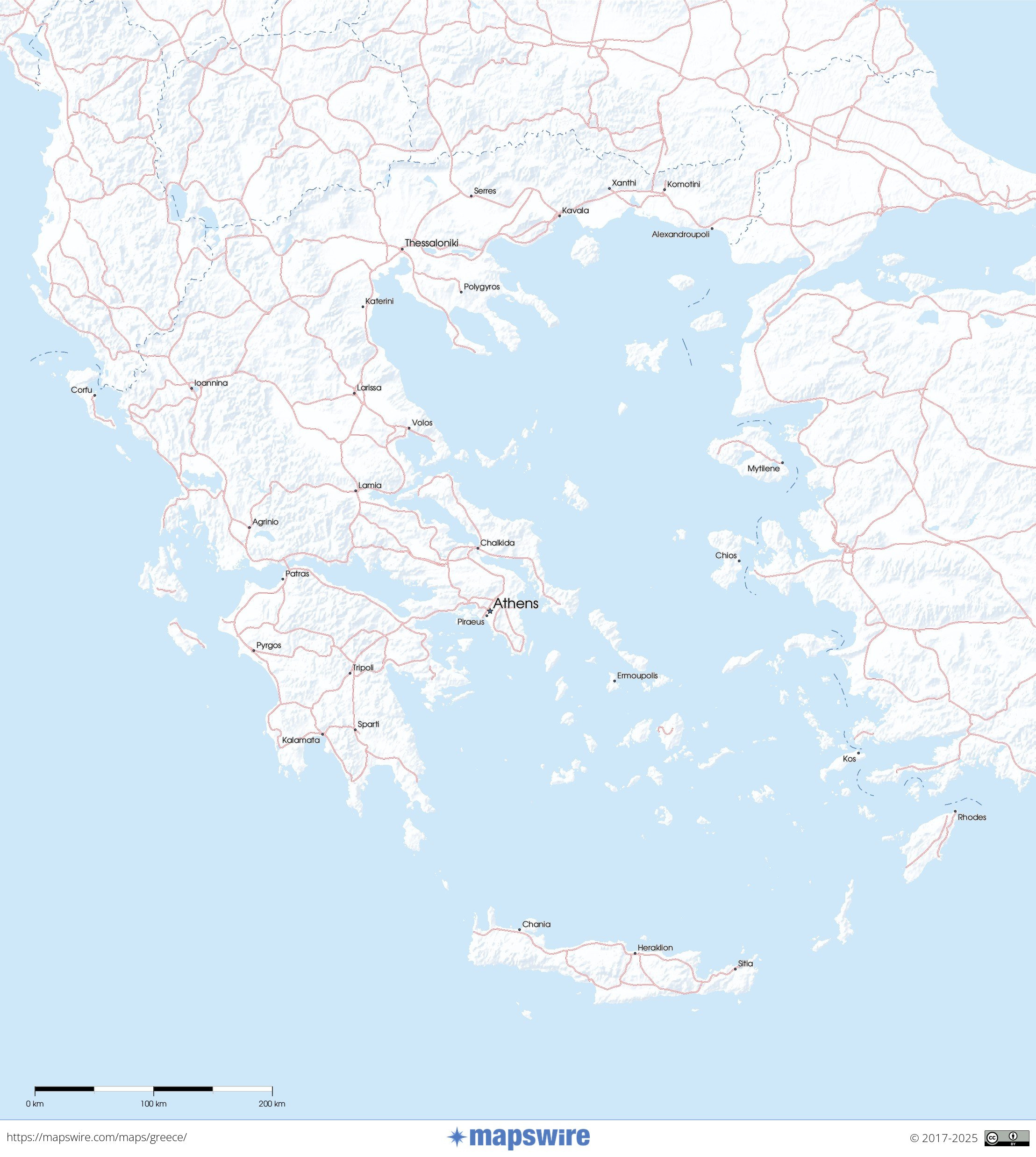 Free Maps Of Greece | Mapswire within Printable Map of Greece And Turkey