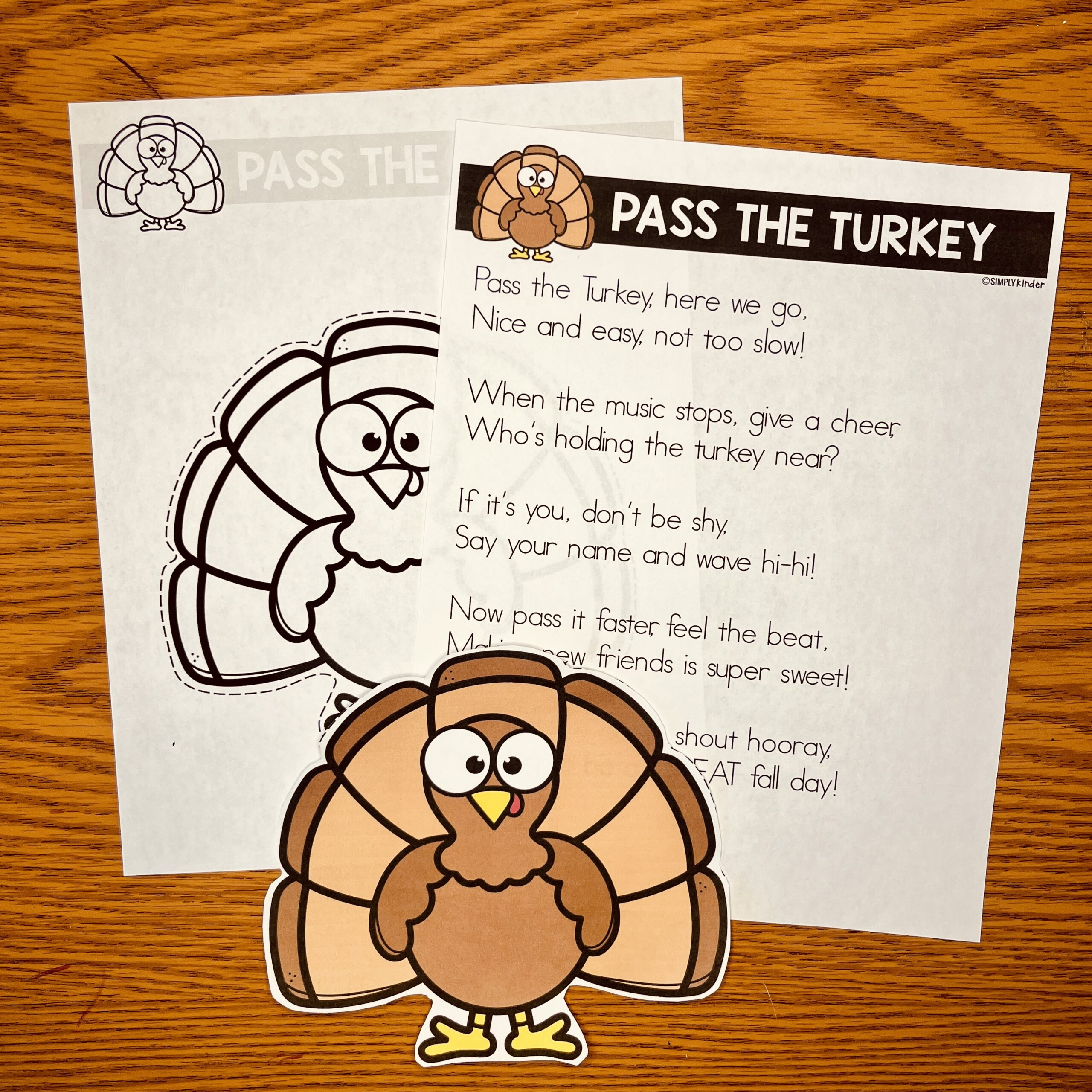 Free Pass The Turkey Poem - Simply Kinder + Printable Membership throughout Free Turkey Printables Informational