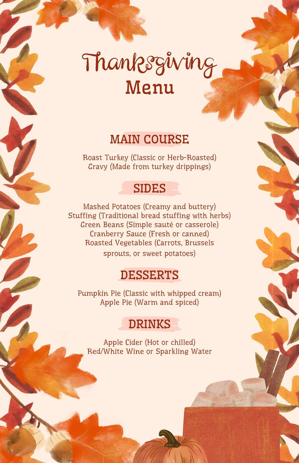 Free Printable, Customizable Thanksgiving Menu Templates | Canva in Free Printable Thanksgiving Menu Card Templates