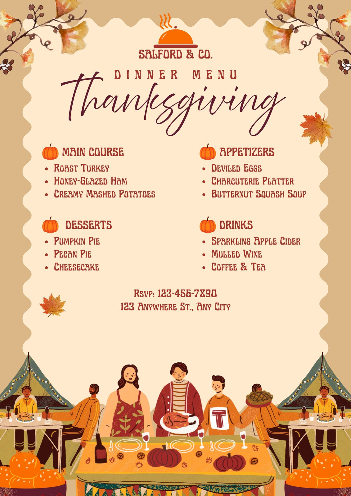 Free Printable, Customizable Thanksgiving Menu Templates | Canva throughout Event Menu Template Thanksgiving