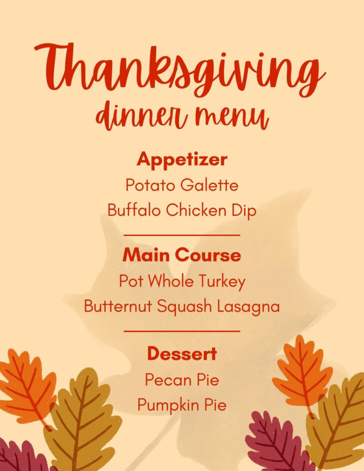 Thanksgiving Menu Template Thanksgiving Menu Template