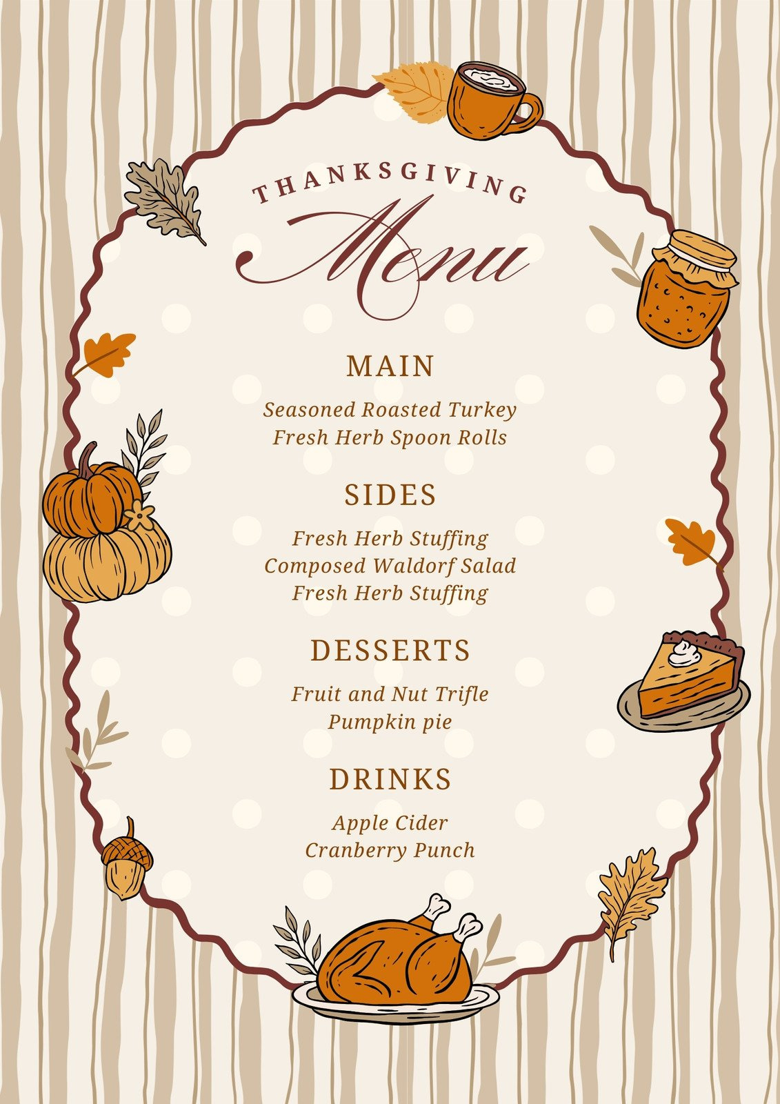Free Printable, Customizable Thanksgiving Menu Templates | Canva within Free Printable Thanksgiving Menu Card Templates