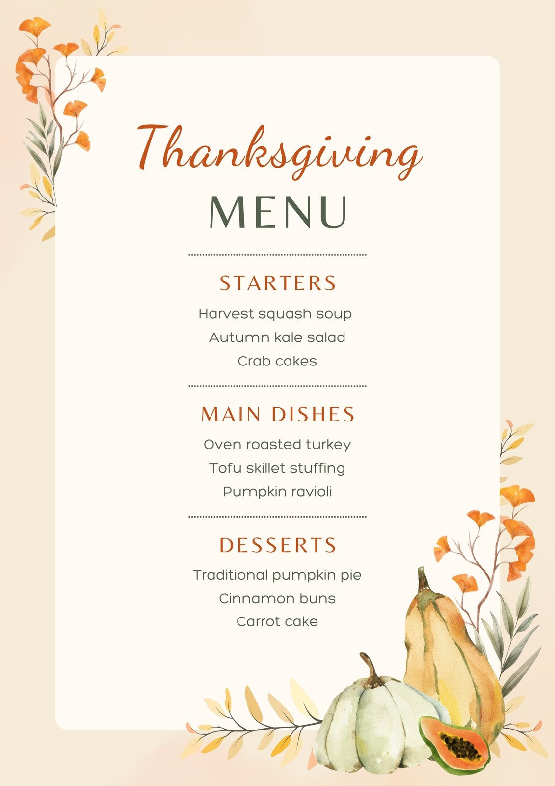 Free Printable, Customizable Thanksgiving Menu Templates | Canva within Microsoft Word Thanksgiving Menu Template
