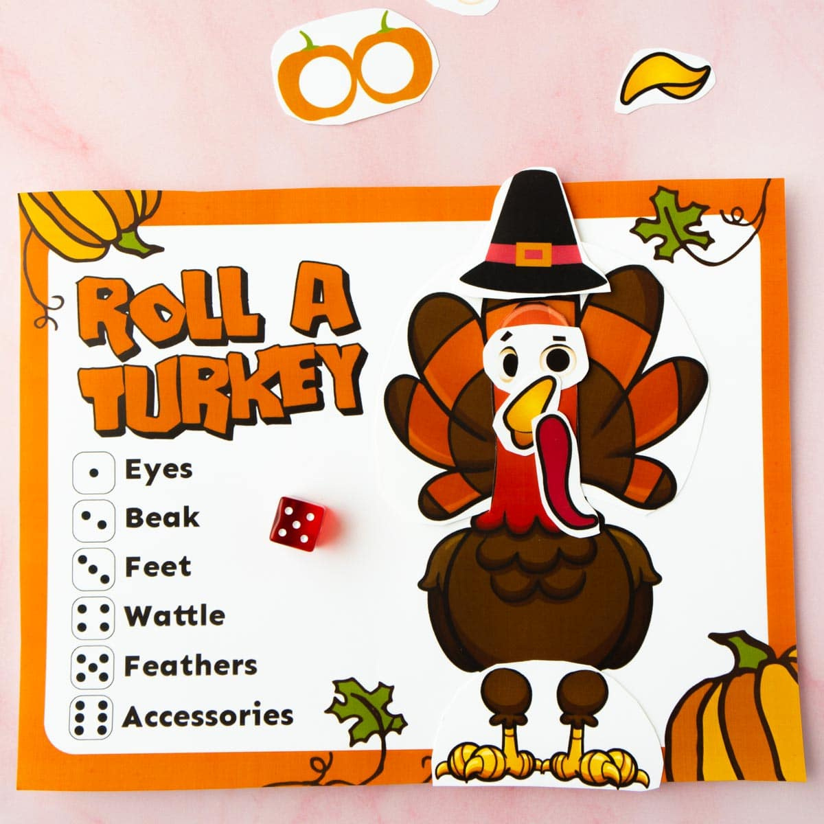 Free Printable Roll A Turkey Dice Game - Play Party Plan throughout Roll a Turkey Printable