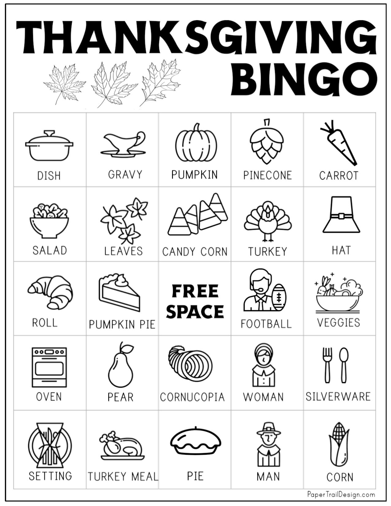 Free Printable Thanksgiving Bingo Cards - Paper Trail Design with regard to Bingo Thanksgiving Printable