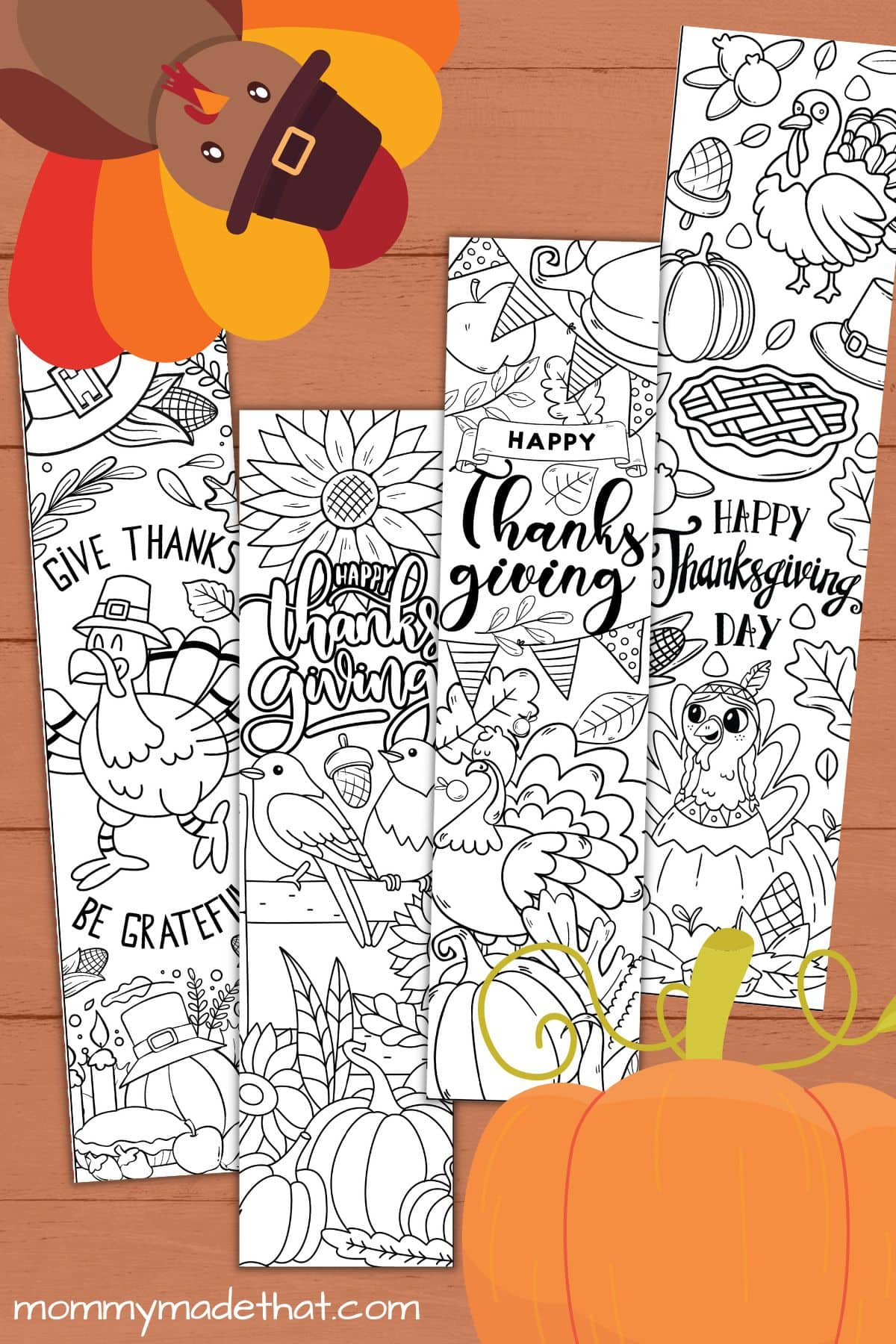 Free Printable Thanksgiving Bookmarks To Color with Free Printable Turkey Bookmarks